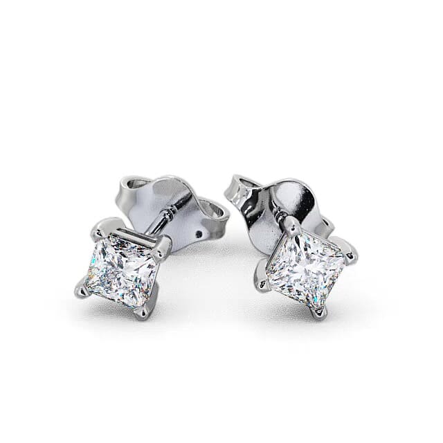 Princess Diamond Four Claw Stud Earrings 9K White Gold - Makiya ERG68_WG_EAR