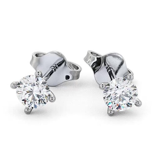 Round Diamond Four Claw Stud Earrings 18K White Gold ERG69_WG_THUMB2 