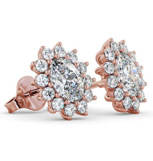 Halo Oval Diamond Cluster Style Earrings 9K Rose Gold ERG6_RG_THUMB1 