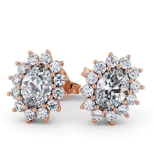 Halo Oval Diamond Cluster Style Earrings 18K Rose Gold ERG6_RG_THUMB1
