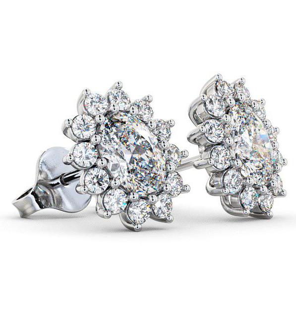 Halo Oval Diamond Cluster Style Earrings 9K White Gold ERG6_WG_THUMB1 
