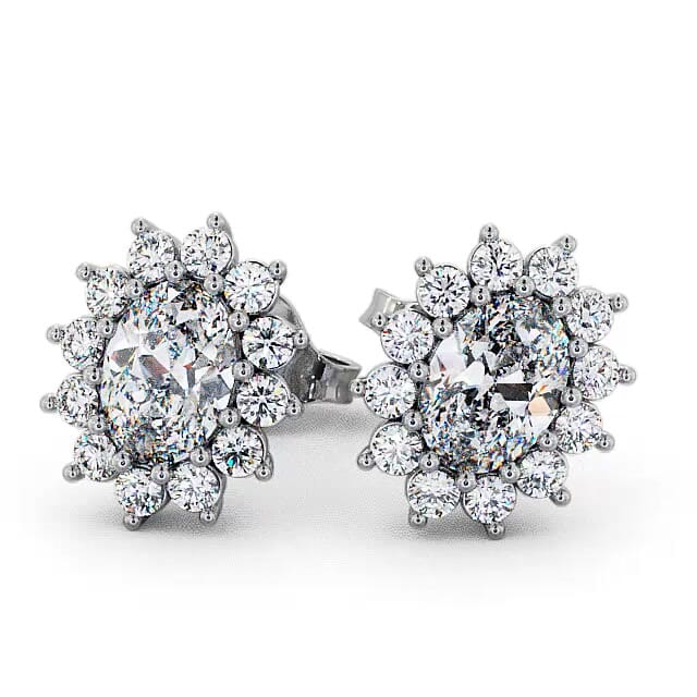 Halo Oval Diamond Earrings 18K White Gold - Tinley ERG6_WG_EAR