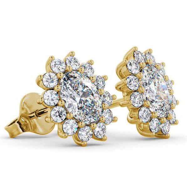Halo Oval Diamond Cluster Style Earrings 18K Yellow Gold ERG6_YG_THUMB1 