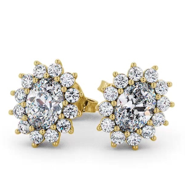 Halo Oval Diamond Cluster Style Earrings 9K Yellow Gold ERG6_YG_THUMB1