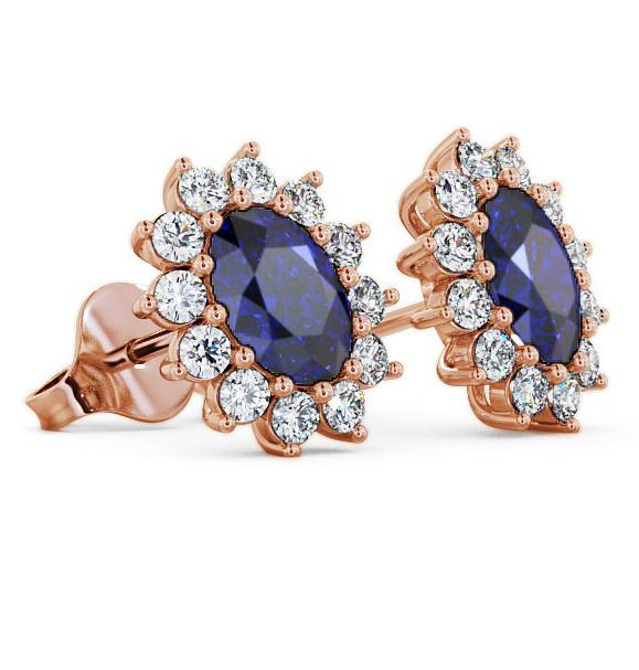 Cluster Blue Sapphire and Diamond 1.60ct Earrings 9K Rose Gold ERG6GEM_RG_BS_THUMB1 