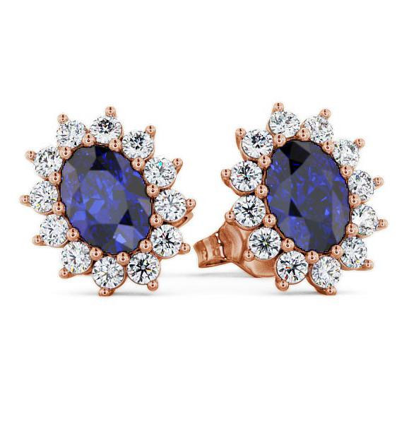 Cluster Blue Sapphire and Diamond 1.60ct Earrings 18K Rose Gold ERG6GEM_RG_BS_THUMB1