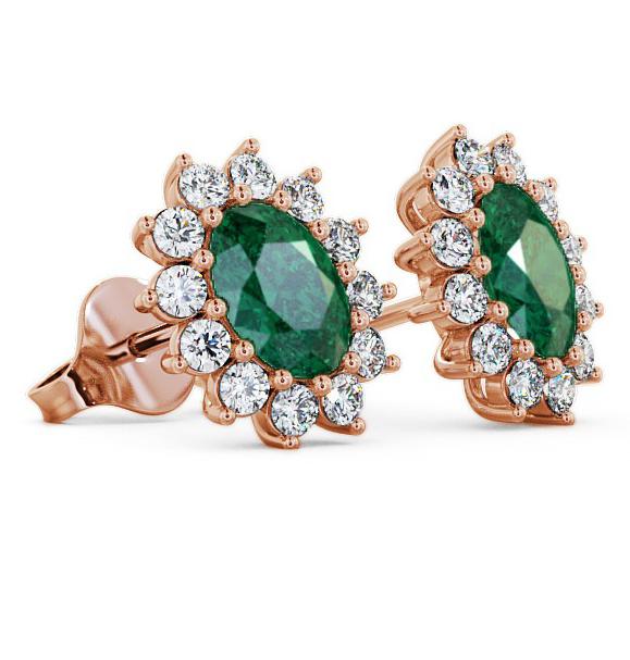 Cluster Emerald and Diamond 1.44ct Earrings 9K Rose Gold ERG6GEM_RG_EM_THUMB1 