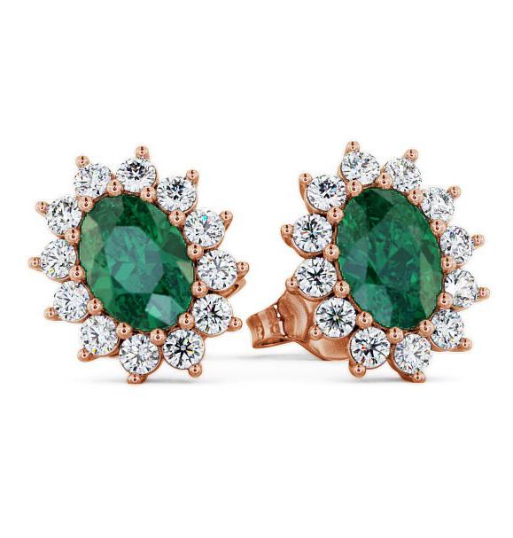 Cluster Emerald and Diamond 1.44ct Earrings 9K Rose Gold ERG6GEM_RG_EM_THUMB1