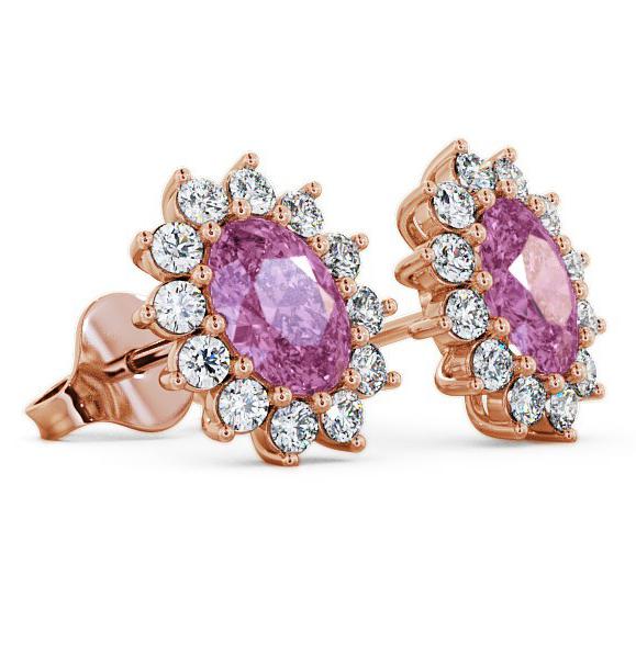 Cluster Pink Sapphire and Diamond 1.60ct Earrings 18K Rose Gold ERG6GEM_RG_PS_THUMB1 