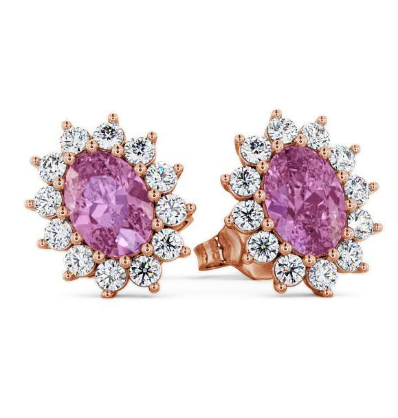 Cluster Pink Sapphire and Diamond 1.60ct Earrings 18K Rose Gold ERG6GEM_RG_PS_THUMB1