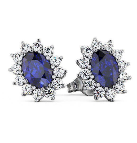 Cluster Blue Sapphire and Diamond 1.60ct Earrings 18K White Gold ERG6GEM_WG_BS_THUMB1