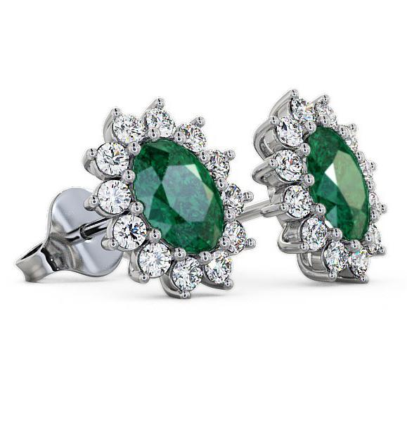 Cluster Emerald and Diamond 1.44ct Earrings 18K White Gold ERG6GEM_WG_EM_THUMB1 