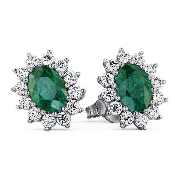 Cluster Emerald and Diamond 1.44ct Earrings 9K White Gold ERG6GEM_WG_EM_THUMB1