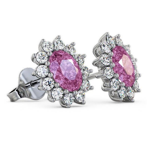 Cluster Pink Sapphire and Diamond 1.60ct Earrings 9K White Gold ERG6GEM_WG_PS_THUMB1 