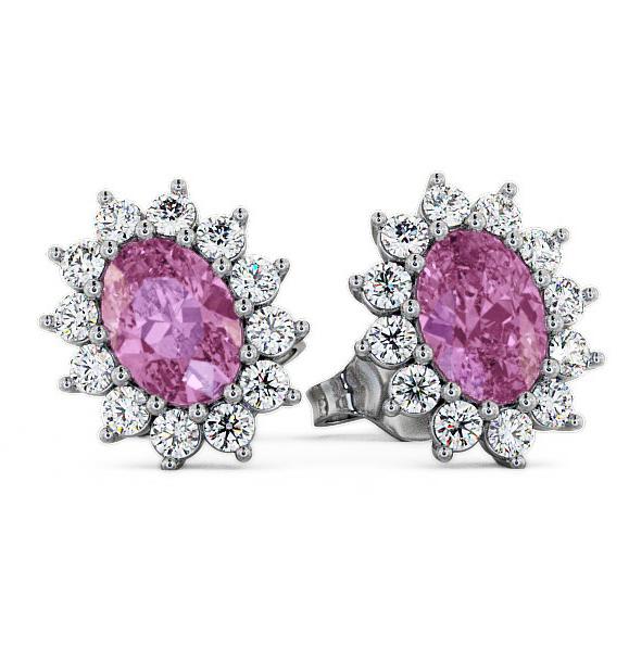 Cluster Pink Sapphire and Diamond 1.60ct Earrings 9K White Gold ERG6GEM_WG_PS_THUMB1