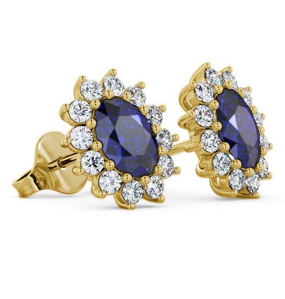 Cluster Blue Sapphire and Diamond 1.60ct Earrings 18K Yellow Gold ERG6GEM_YG_BS_THUMB1 