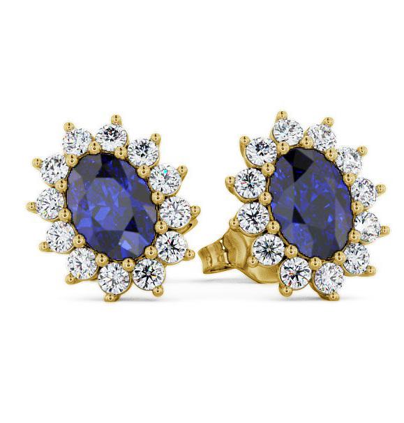 Cluster Blue Sapphire and Diamond 1.60ct Earrings 18K Yellow Gold ERG6GEM_YG_BS_THUMB1