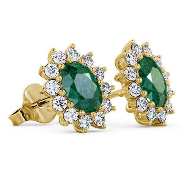 Cluster Emerald and Diamond 1.44ct Earrings 9K Yellow Gold ERG6GEM_YG_EM_THUMB1 