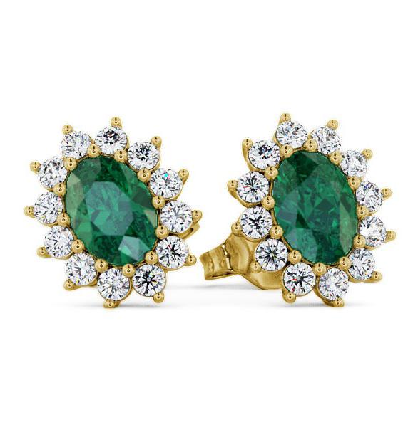 Cluster Emerald and Diamond 1.44ct Earrings 18K Yellow Gold ERG6GEM_YG_EM_THUMB1