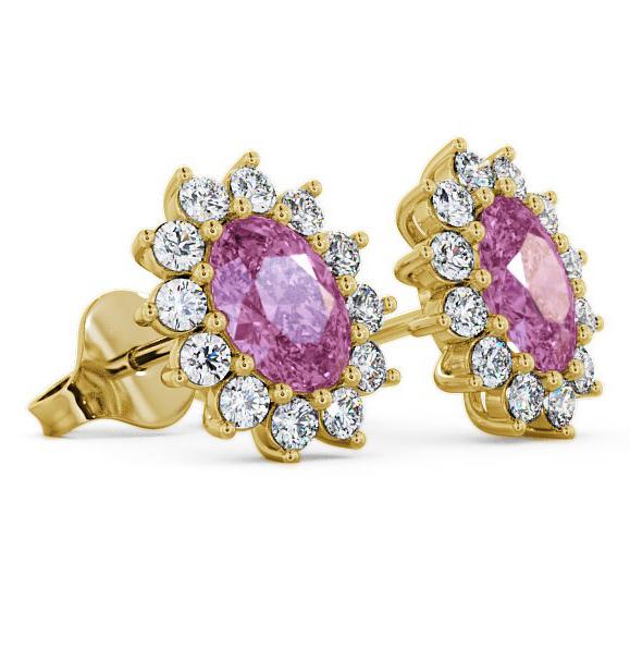 Cluster Pink Sapphire and Diamond 1.60ct Earrings 18K Yellow Gold ERG6GEM_YG_PS_THUMB1 