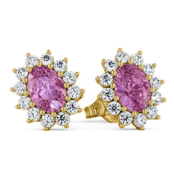 Cluster Pink Sapphire and Diamond 1.60ct Earrings 9K Yellow Gold ERG6GEM_YG_PS_THUMB1