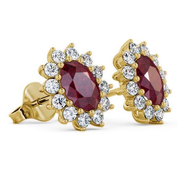 Cluster Ruby and Diamond 1.60ct Earrings 18K Yellow Gold ERG6GEM_YG_RU_THUMB1 
