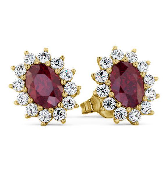 Cluster Ruby and Diamond 1.60ct Earrings 18K Yellow Gold ERG6GEM_YG_RU_THUMB2 