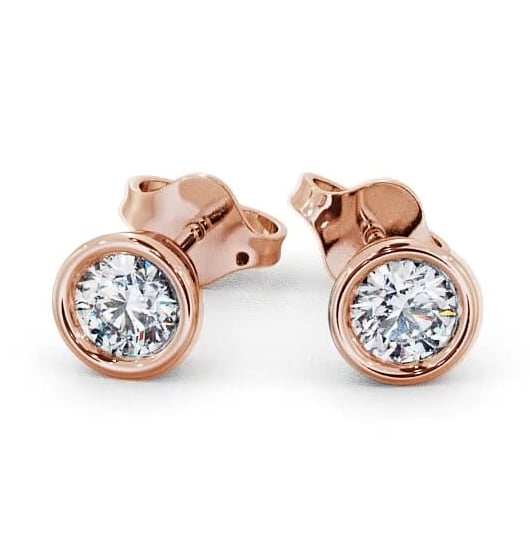 Round Diamond Bezel Stud Earrings 18K Rose Gold ERG70_RG_THUMB2 
