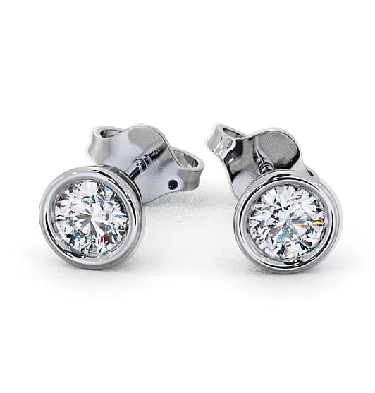 Round Diamond Bezel Stud Earrings 9K White Gold ERG70_WG_THUMB2 