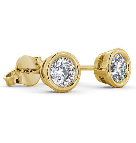 Round Diamond Bezel Stud Earrings 18K Yellow Gold ERG70_YG_THUMB1 