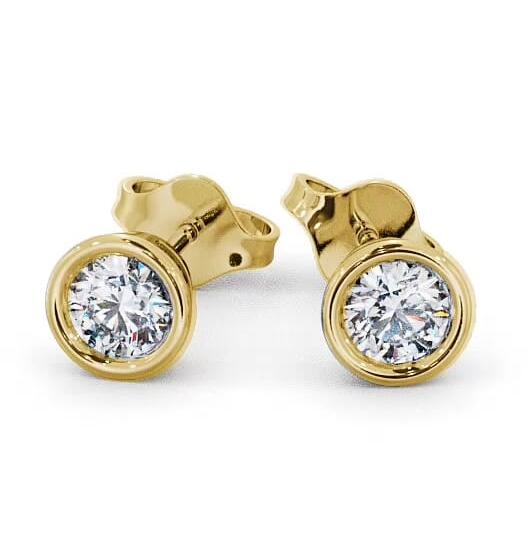 Round Diamond Bezel Stud Earrings 18K Yellow Gold ERG70_YG_THUMB2 