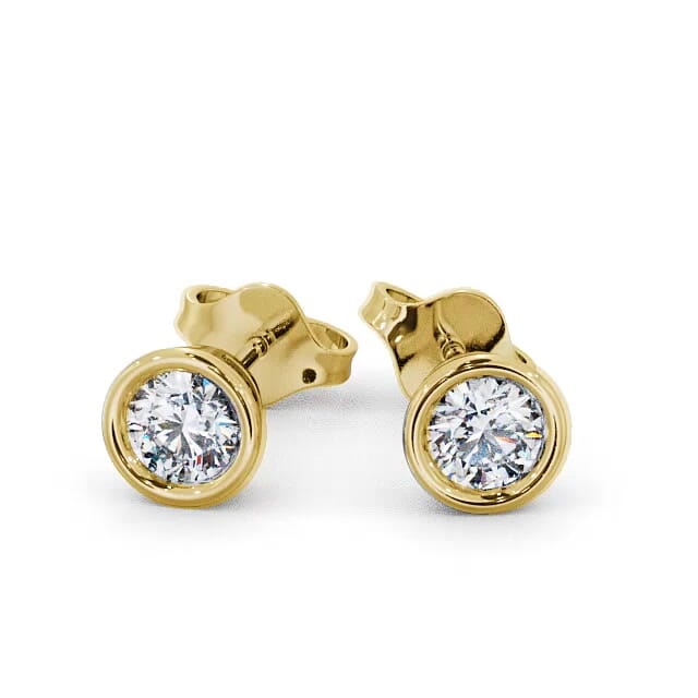Round Diamond Bezel Stud Earrings 9K Yellow Gold - Miraya ERG70_YG_EAR