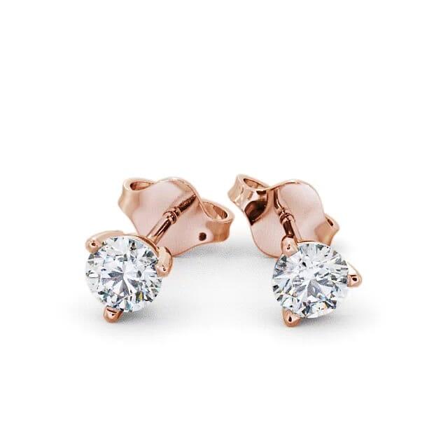 Round Diamond Three Claw Stud Earrings 18K Rose Gold - Dalia ERG71_RG_EAR