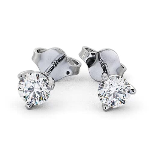 Round Diamond Three Claw Stud Earrings 18K White Gold ERG71_WG_THUMB2 