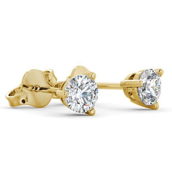 Round Diamond Three Claw Stud Earrings 18K Yellow Gold ERG71_YG_THUMB1 