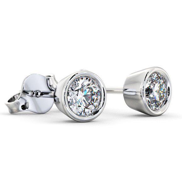 Round Diamond Bezel Stud Earrings 9K White Gold ERG74_WG_THUMB1 