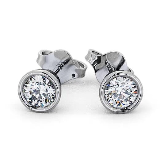 Round Diamond Bezel Stud Earrings 18K White Gold ERG74_WG_THUMB2 