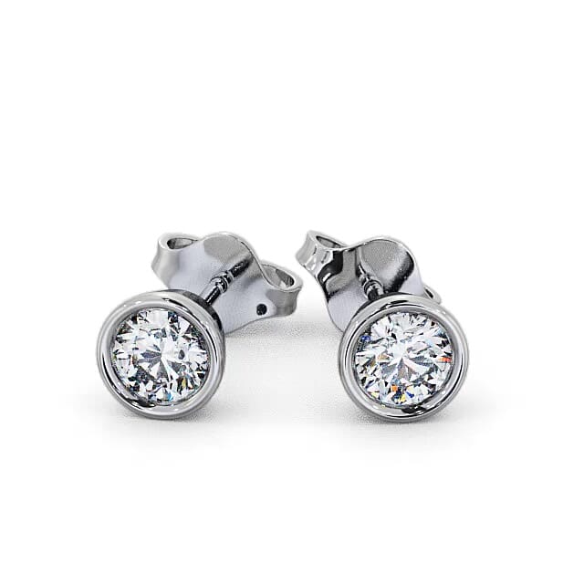 Round Diamond Bezel Stud Earrings 18K White Gold - Lawson ERG74_WG_EAR