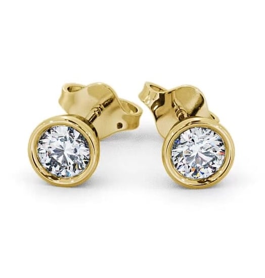 Round Diamond Bezel Stud Earrings 18K Yellow Gold ERG74_YG_THUMB2 