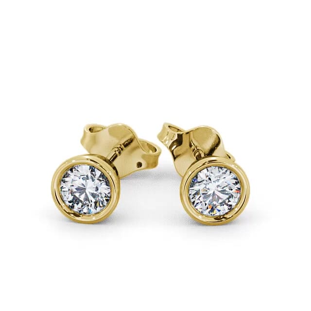 Round Diamond Bezel Stud Earrings 18K Yellow Gold - Lawson ERG74_YG_EAR