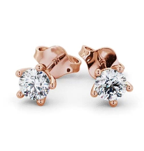 Round Diamond Five Claw Stud Earrings 18K Rose Gold ERG75_RG_THUMB2 
