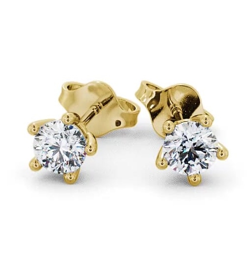 Round Diamond Five Claw Stud Earrings 18K Yellow Gold ERG75_YG_THUMB2 