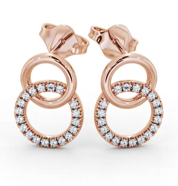 Double Circle Round Diamond Earrings 9K Rose Gold ERG77_RG_THUMB1