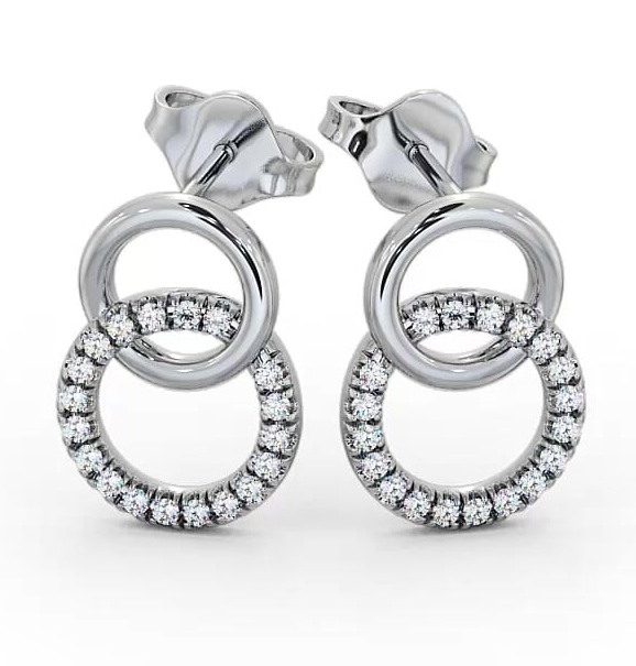 Double Circle Round Diamond Earrings 18K White Gold ERG77_WG_THUMB2 