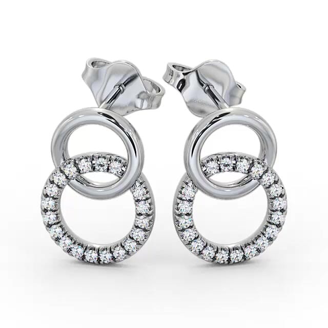 Circle Round Diamond Earrings 18K White Gold - Chana ERG77_WG_EAR