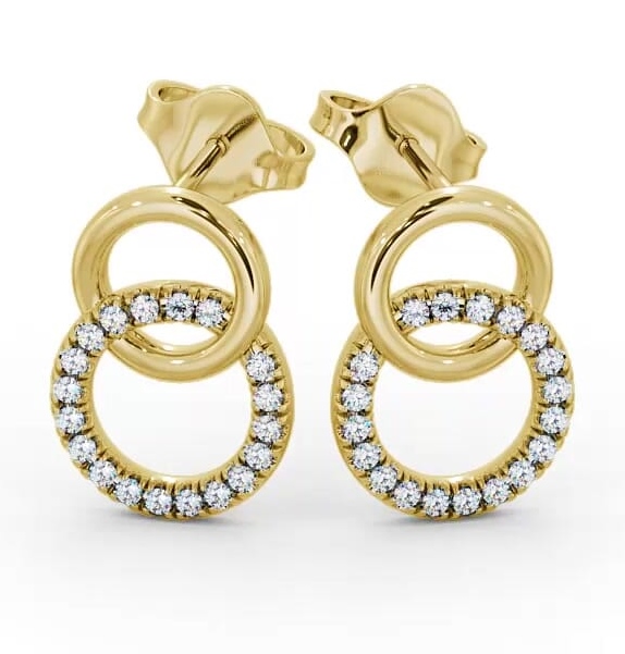 Double Circle Round Diamond Earrings 18K Yellow Gold ERG77_YG_THUMB1