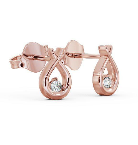 Drop Round Diamond Ribbon Design Earrings 18K Rose Gold ERG78_RG_THUMB1 
