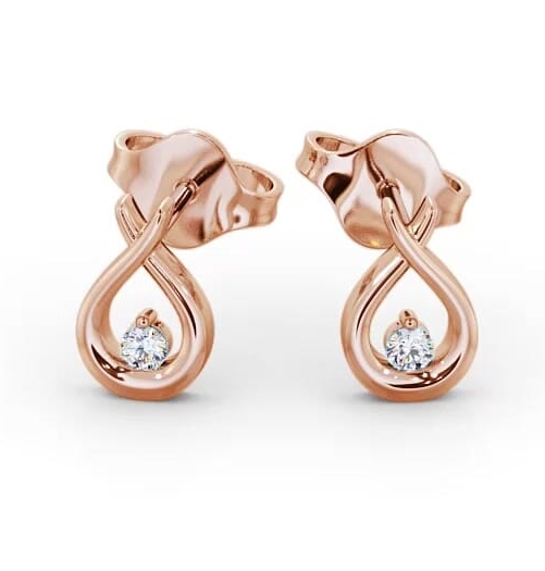 Drop Round Diamond Ribbon Design Earrings 9K Rose Gold ERG78_RG_THUMB2 