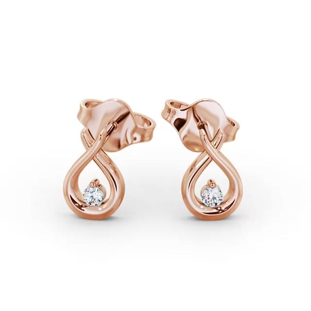 Drop Round Diamond Earrings 18K Rose Gold - Lynette ERG78_RG_EAR