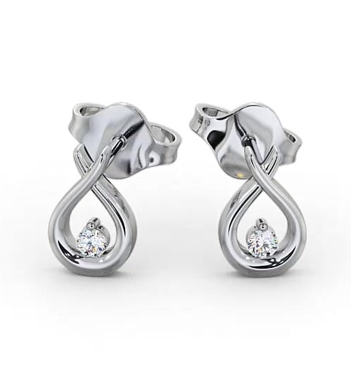 Drop Round Diamond Ribbon Design Earrings 18K White Gold ERG78_WG_THUMB2 